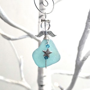 Echte zeeglazen engel met ster/engel autobedel/engelhanger/engelornament/engel cadeau/cadeau voor haar