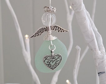 Sea Glass Angel Sun Catcher/Angel Car Charm/Angel Pendant/Angel Ornament/Get Well Gift/Gift for Her/Birthday Gift