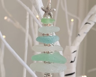 Genuine Sea Glass Christmas Tree Ornament/3 inches/Genuine Sea Glass Ornament