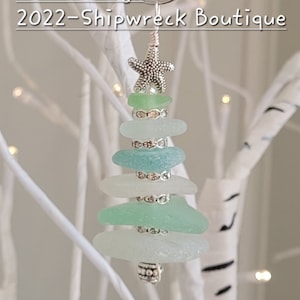 Genuine Sea Glass Christmas Tree Ornament/3 inches/Genuine Sea Glass Ornament