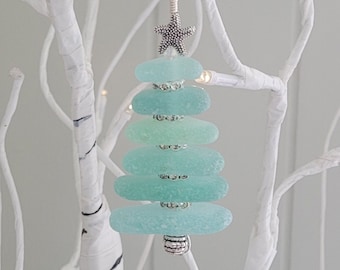 Sea Glass Christmas Tree Ornament/Sea Glass Pine Tree Ornament