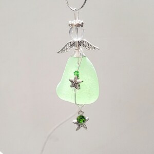 Sea Glass Guardian Angel/Genuine Sea Glass Angel/Sea Glass/Angel Ornament/Christmas Ornament/ Suncatcher/car charm/94