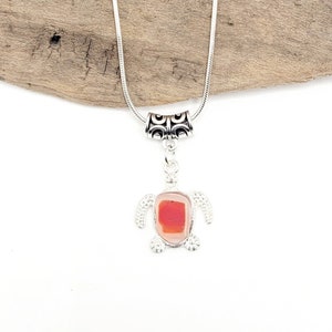 Genuine Sea Glass Pendant/Small Sea Glass Sea Turtle Pendant/Sea Glass Necklace/Sea Turtle Necklace/Sea Glass Gift/Unique Gift/91