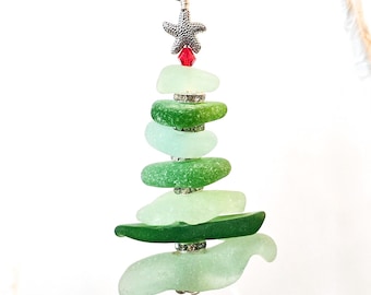 Adorno navideño de cristal de mar: auténtico cristal de playa.