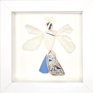 Sea Glass Art/5x5 frame/Sea Glass Angel/ Sea Glass/Angel Gift/Genuine Sea Glass Art/Small Framed Art