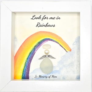 Sea Glass Art/5x5 frame/Custom Words/Sea Glass Angel/Angel Gift/Guardian Angel gift/Memorial Gift/Genuine Sea Glass Art