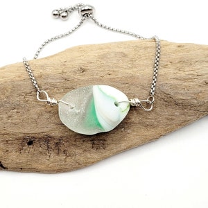 Genuine Sea Glass/Sea Glass Jewelry/Rare Art Glass/Sea Glass  Bracelet/Sea Glass Charm/ Nautical Coastal Bracelet/Unique Gift
