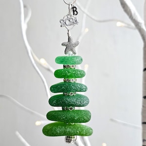 Personalized Genuine Sea Glass Christmas Tree Ornament/2024 Christmas Ornament/Custom Christmas Ornament/Gift for her/Unique Gift/4C