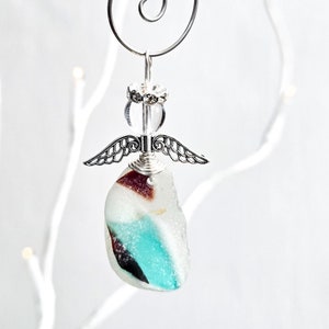 Genuine Sea Glass Angel Sun Catcher/Art Sea Glass/Angel Car Charm/Angel Pendant/Angel Ornament/Get Well Gift/Gift for Her/Birthday Gift