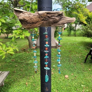 Teal & Brown Sea Glass Suncatcher: Driftwood Beach Decor