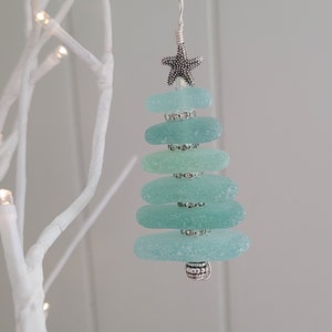 Sea Glass Christmas Tree Ornament/Sea Glass Pine Tree Ornament image 2