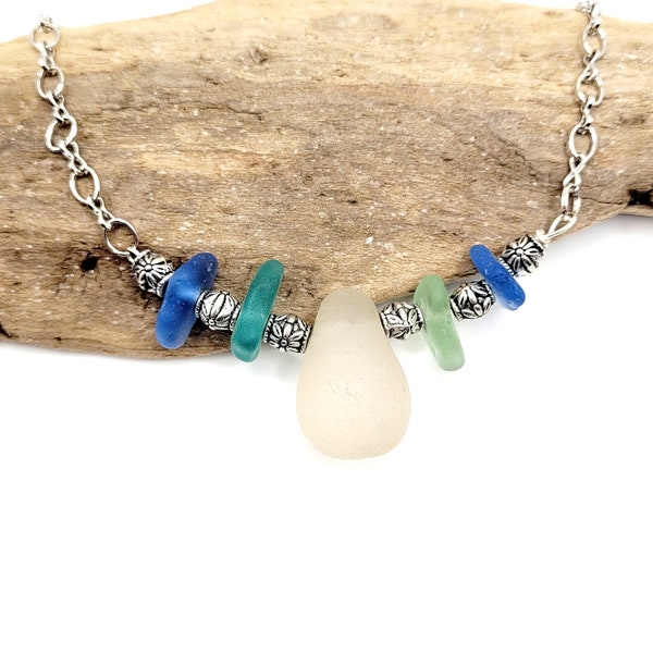 Genuine Sea Glass Bottle Stopper/Sea Glass Jewelry/Genuine Sea Glass Necklace/ Sea Glass/Beach Glass Necklace/Nautical Necklace/Unique Gift