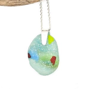 Genuine Art Sea Glass/Sea Glass and Sterling Silver Necklace/Art Glass/Sea Glass Pendant/Genuine Sea Glass Jewelry