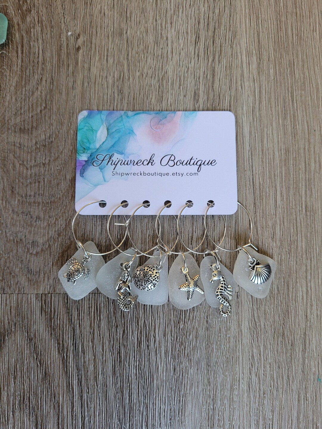 Sea Glass Wine Charms/genuine Sea Glass/gift for Her/unique Gift