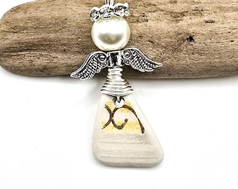 Ángel de cerámica marina auténtica, dije de ángel para coche, colgante de ángel, adorno de ángel, regalo de ángel, regalo para ella, regalo de cumpleaños