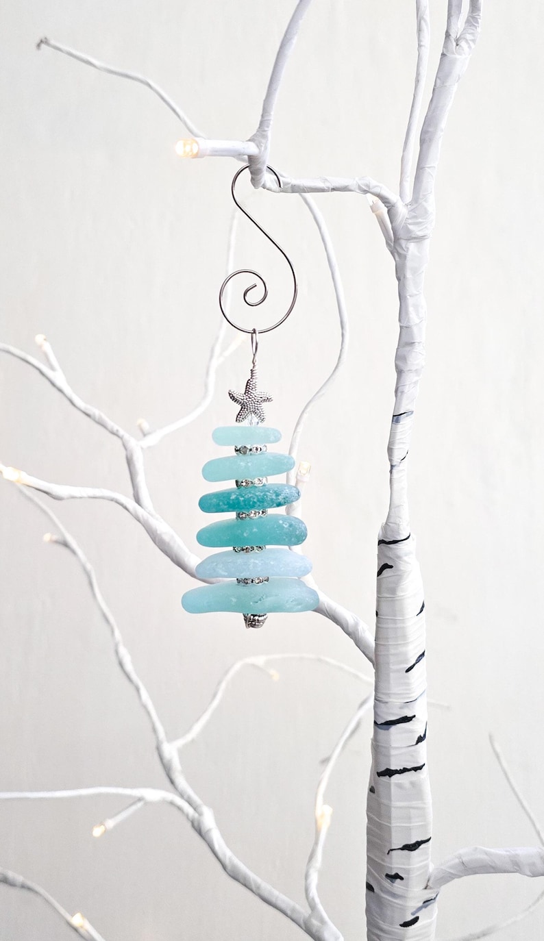 Handcrafted Sea Glass Tree Ornament/genuine Sea Glass Ornament/unique