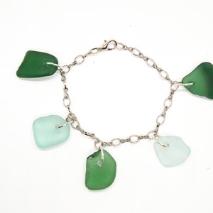Sea Glass Bracelet/Genuine Sea Glass/ Charm Bracelet/Gift for Her/Unique Gift/Nautical Bracelet/Mermaid Tears/Authentic Beach glass