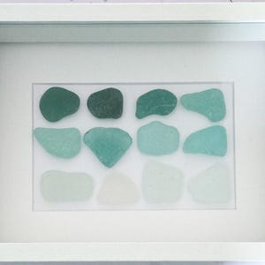Genuine Sea Glass Art/Teal and Aqua Sea Glass Collection/Lake House Decor/Housewarming Gift/Gift for Her/Unique Gift/Beach Art