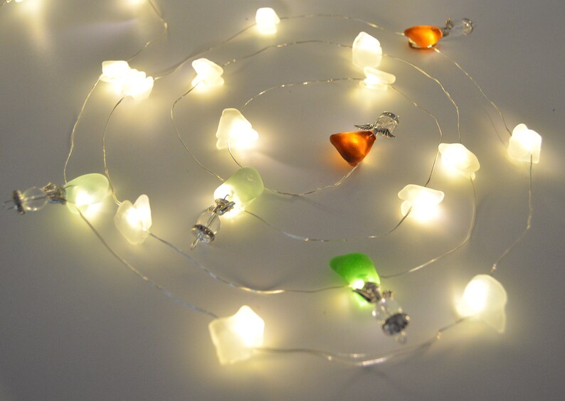 White LED String LightsSea Glass String LightsBeach WeddingAngel LightsSea Glass GarlandUnique GiftBirthday GiftBeach D\u00e9cor