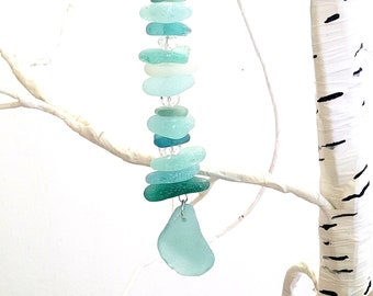 Genuine Sea Glass/Genuine Sea Glass Suncatcher/Mini Sea Glass Suncatcher/Sea Glass Mobile/Lake House Decor/Unique Gift/Gift for Her