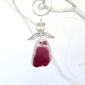 Acchiappasole a forma di angelo in vetro di mare autentico/ciondolo per auto a forma di angelo/ciondolo a forma di angelo/ornamento a forma di angelo/regalo di pronta guarigione/regalo religioso/regalo per lei/regalo di compleanno