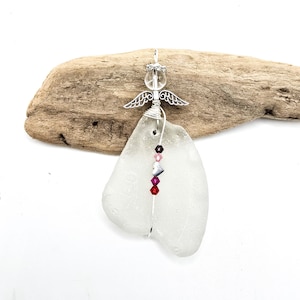 Sea Glass Guardian Angel/Large sea glass angel/Valentine's Day Gift/Sea Glass Angel/Angel Ornament/Christmas Ornament/ Suncatcher/car charm