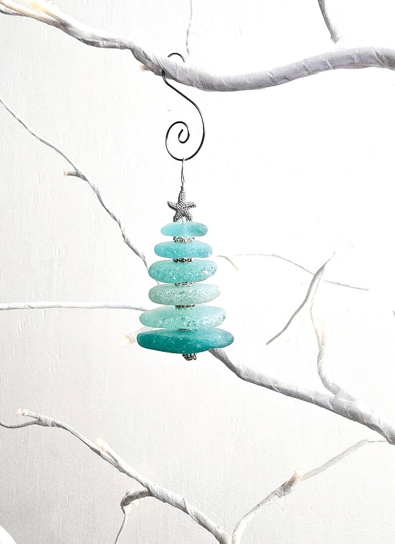 Handcrafted Sea Glass Tree Ornament/genuine Sea Glass Ornament/unique