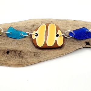Sea Glass Jewelry/Genuine Sea Pottery Bracelet/Charm Bracelet/Unique Gift/Nautical Bracelet