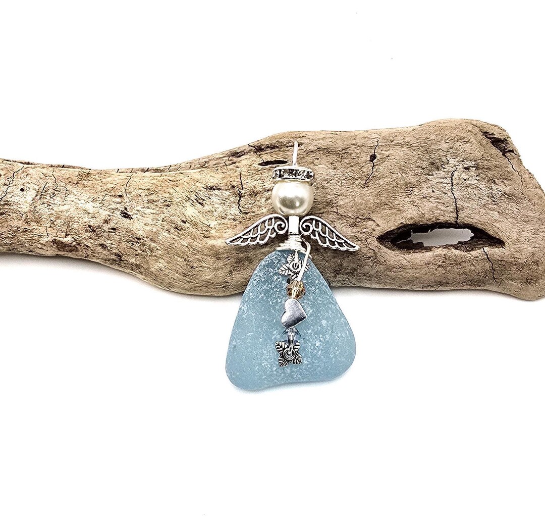Genuine Sea Glass Angel Sun Catcher/angel Car Charm/angel Pendant/angel ...