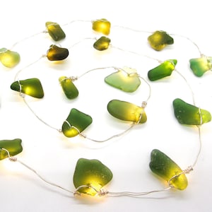 LED String Lights/ Sea Glass String Lights/St. Patricks day/20 LED string lights/Genuine Sea Glass/Wedding Garland/Wedding Decor