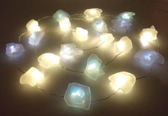 White LED String LightsSea Glass String LightsBeach WeddingAngel LightsSea Glass GarlandUnique GiftBirthday GiftBeach D\u00e9cor