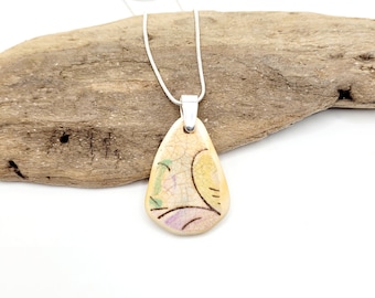 Genuine Sea Pottery Pendant Beach Ceramic Necklace Beach Ceramic Charm Unique Gift Sea Pottery Sea Pottery Necklace