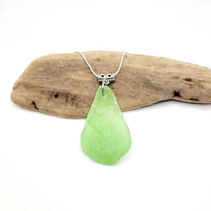 Large Genuine Sea Glass Pendant/Lime Green Glass Sea Glass Necklace/ Sea Glass Jewelry/Coastal Jewelry/Nautical Pendant/Sea Glass Jewelry