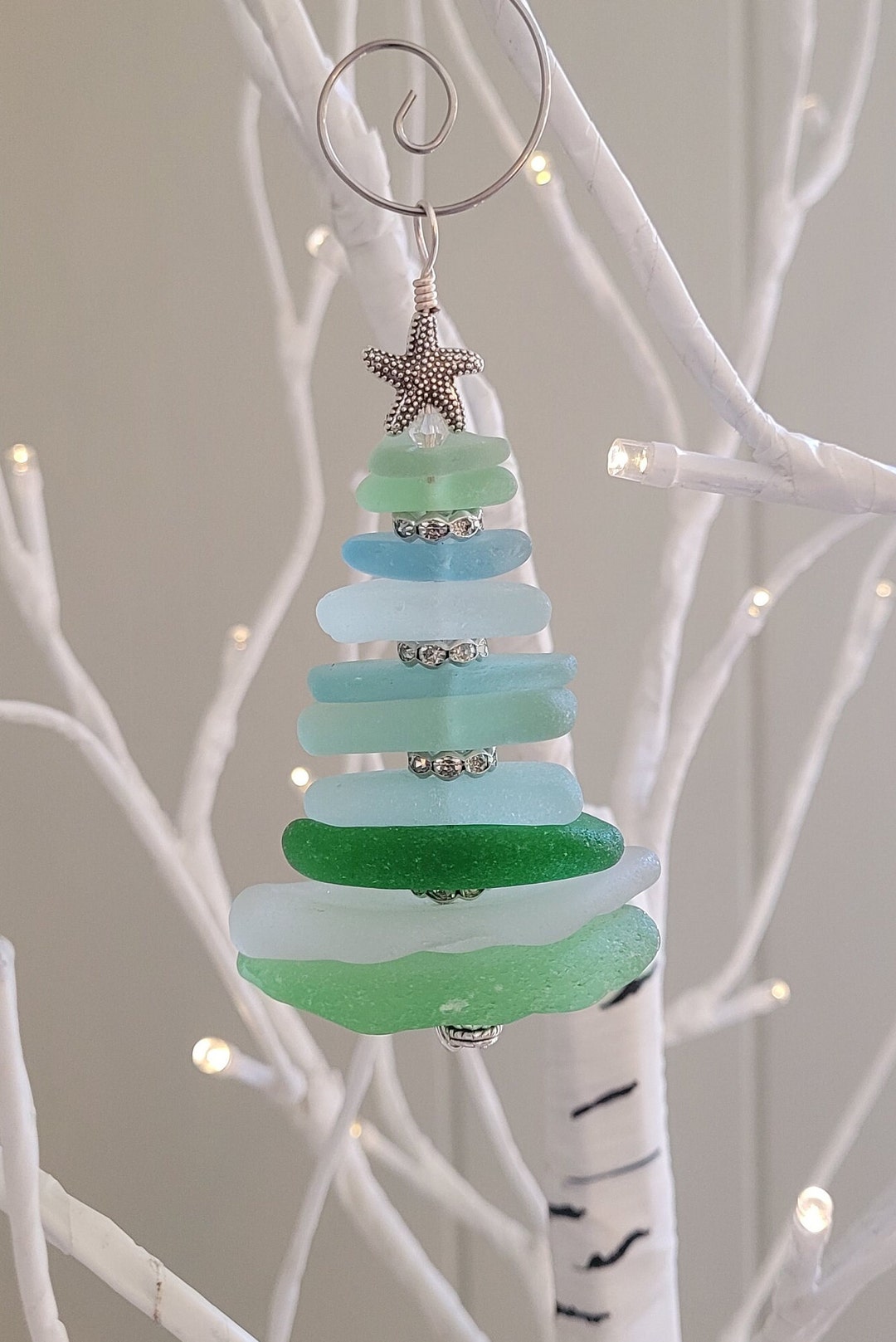 Sea Glass Christmas Tree Ornament/sea Glass Pine Tree Etsy