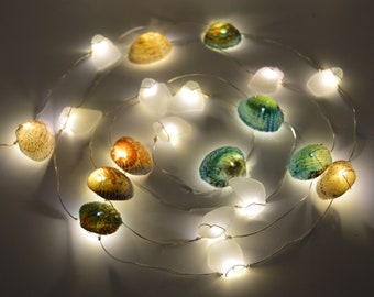 LED String Lights/ Sea Glass Lights/Shell Lights/20 LED string lights/Coastal Lights/Beach Lights/Nautical Lights