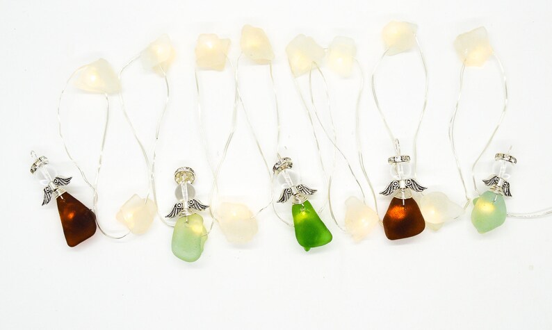 White LED String LightsSea Glass String LightsBeach WeddingAngel LightsSea Glass GarlandUnique GiftBirthday GiftBeach D\u00e9cor