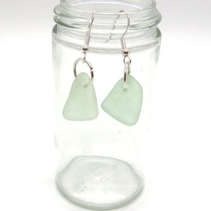 Seafoam Green Sea Glass Earrings Pink Genuine Sea Glass Sterling Silver