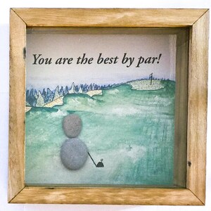 Arte con ciottoli da golf/Arte per gite in golf/5x5 o 8x8/Arazzo da parete con acquerello/Decorazione con ciottoli/Regalo per papà/Regalo per la festa del papà