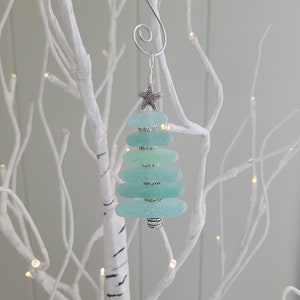 Sea Glass Christmas Tree Ornament/Sea Glass Pine Tree Ornament image 4