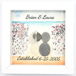 Cadeau de mariage personnalisé/Mariage d&#39;art personnalisé avec galets/Mariage en verre de mer/Mariage sur la plage, Cadeau d&#39;anniversaire/Cadeau de mariage unique