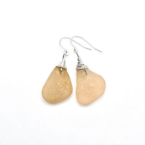 Genuine Sea Glass/Peach Sea Glass Earrings/Sea Glass and Sterling Silver Earrings/Gift for Her