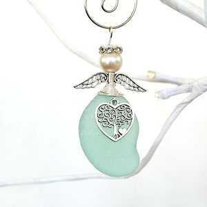 Genuine Sea Glass Angel Sun Catcher/Angel Car Charm/Angel Pendant/Angel Ornament/Get Well Gift/Religious Gift/Gift for Her/Birthday Gift