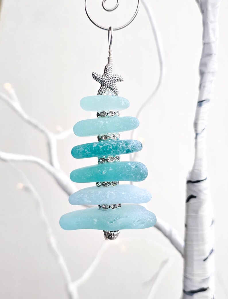 Handcrafted Sea Glass Tree Ornament/genuine Sea Glass Ornament/unique