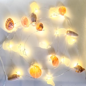 LED String Lights/ Sea Glass Lights/Shell Lights/20 LED string lights/Coastal Lights/Beach Lights/Nautical Lights