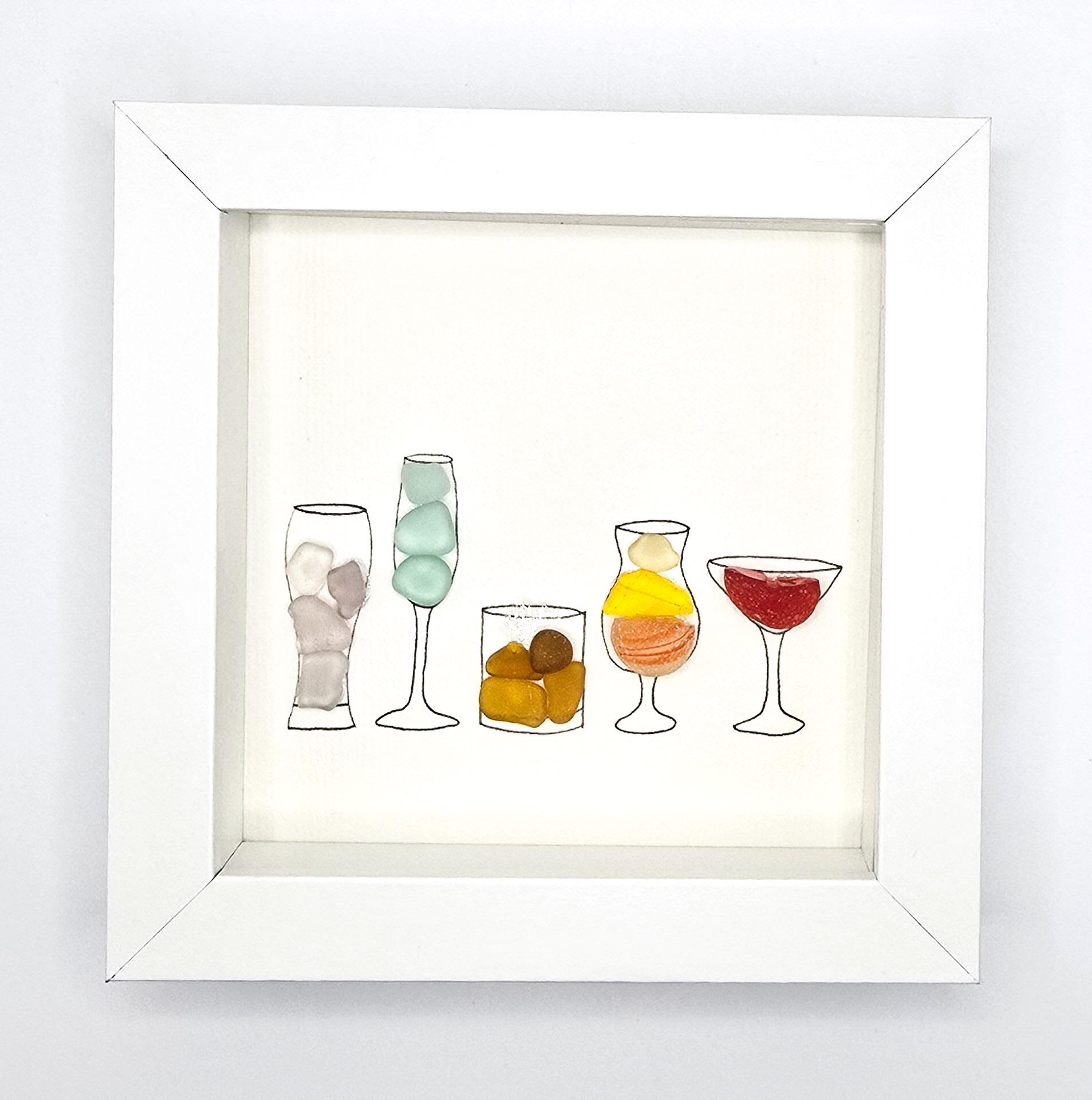 シーグラスアート『Sea Cocktail.。.:*☆』 Sea Glass Cocktail Art – Handmade Beach Decor – Unique Gift