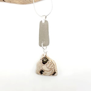 Genuine Sea Pottery Pendant Beach Ceramic Necklace Beach Ceramic Charm Unique Gift Sea Pottery Sea Pottery Necklace/92