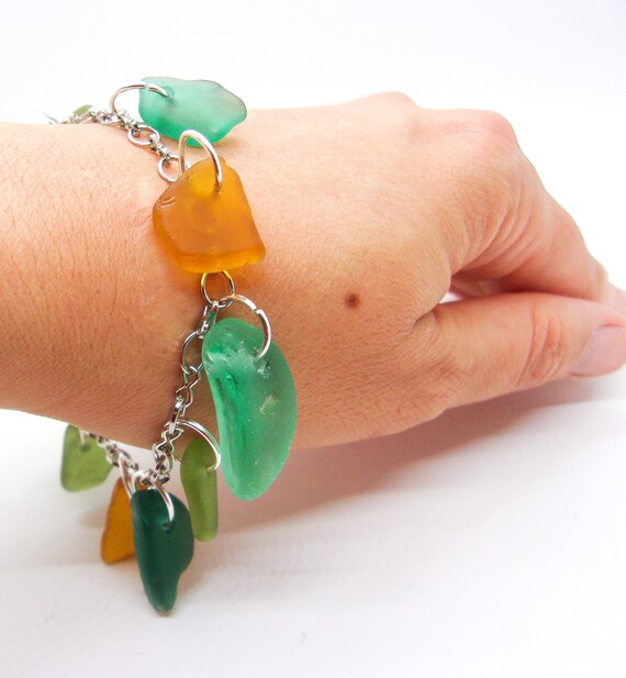 Sea glass discount charm bracelet