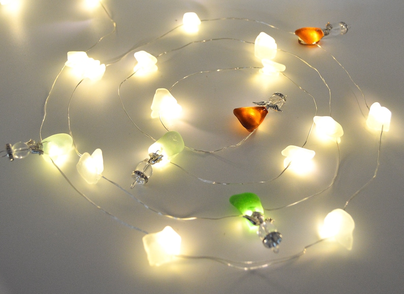 White LED String LightsSea Glass String LightsBeach WeddingAngel LightsSea Glass GarlandUnique GiftBirthday GiftBeach D\u00e9cor