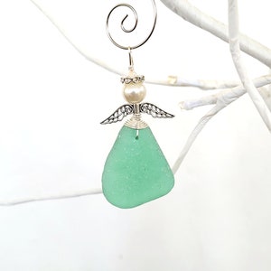 Genuine Sea Glass Angel Sun Catcher/Angel Car Charm/Angel Pendant/Angel Ornament/Get Well Gift/Religious Gift/Gift for Her/Birthday Gift/165
