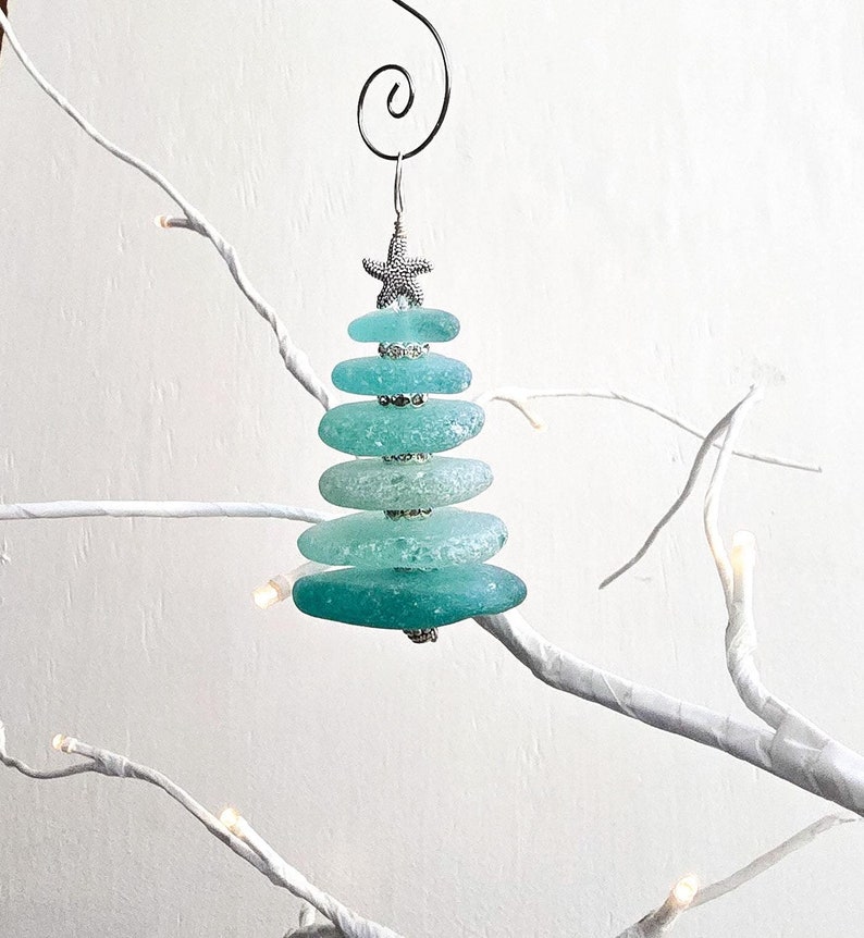 Handcrafted Sea Glass Tree Ornament/genuine Sea Glass Ornament/unique